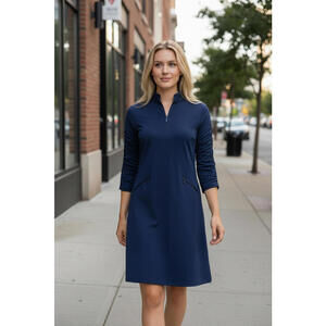 Ibkul Solid Ruched Elbow Sleeve Dress -  Size Large - NWT (New)